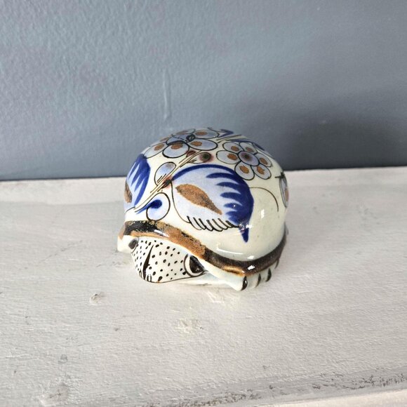 Mexican Ken Edwards Tonala Pottery Turtle Colorful Hand Painted Ceramic - Picture 1 of 9